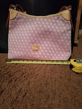Dooney & Bourke Pink Signature Shoulder Bag with Leather Trim